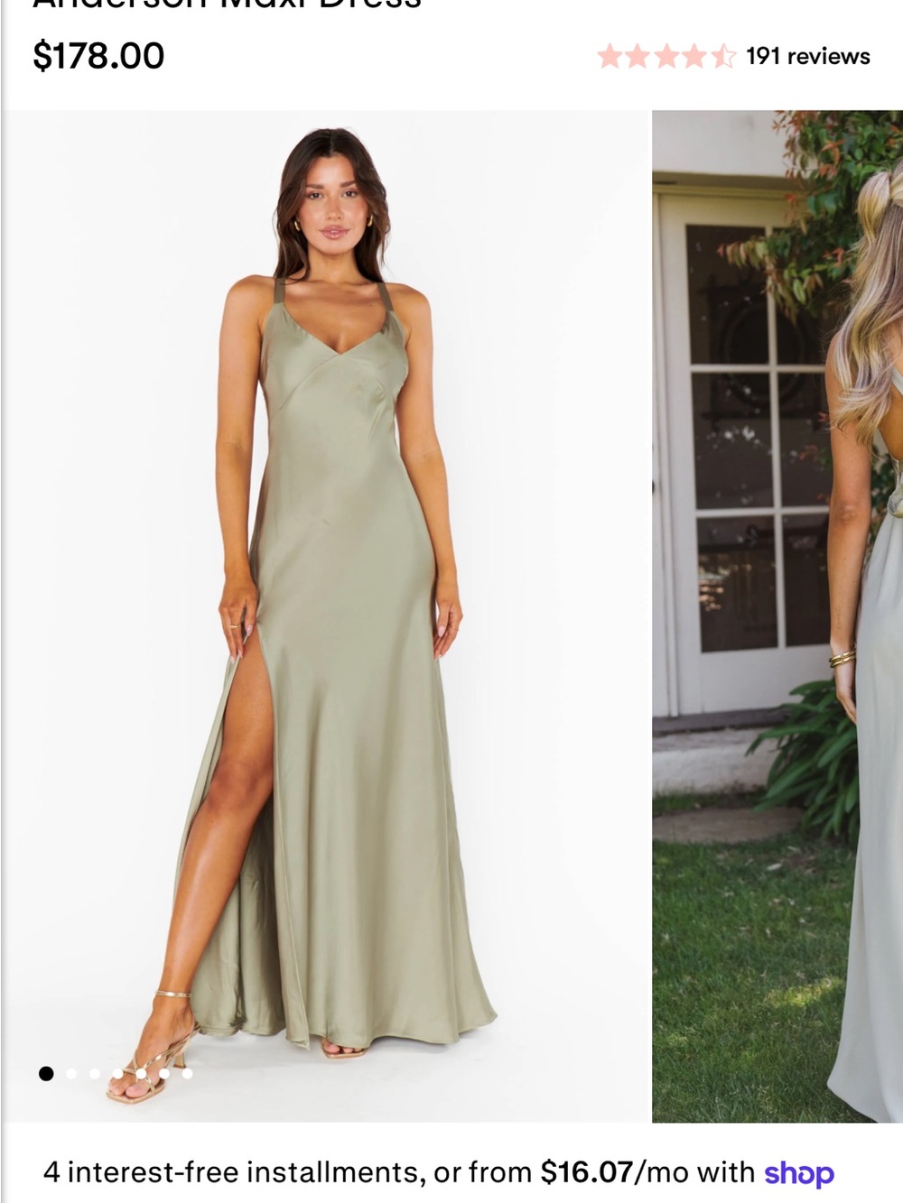 Show Me Your MuMu Sage Green Slip Maxi Dress with Side Slit